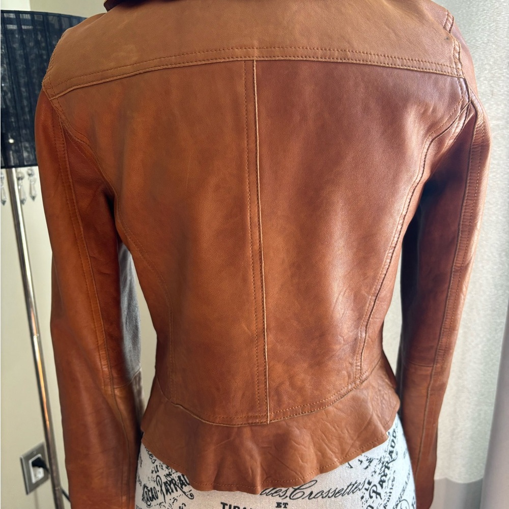 Old Navy Brown Leather Tie-Front Jacket - Picture 3 of 12